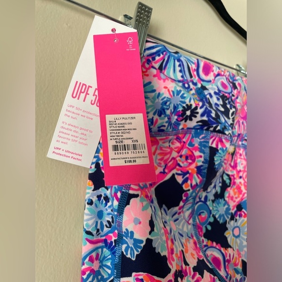NWT Lilly Pulitzer leggings turtle amazement pink Blue XXS - Picture 7 of 10
